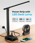 led desk lamp with power strip, 3 ac shown in use