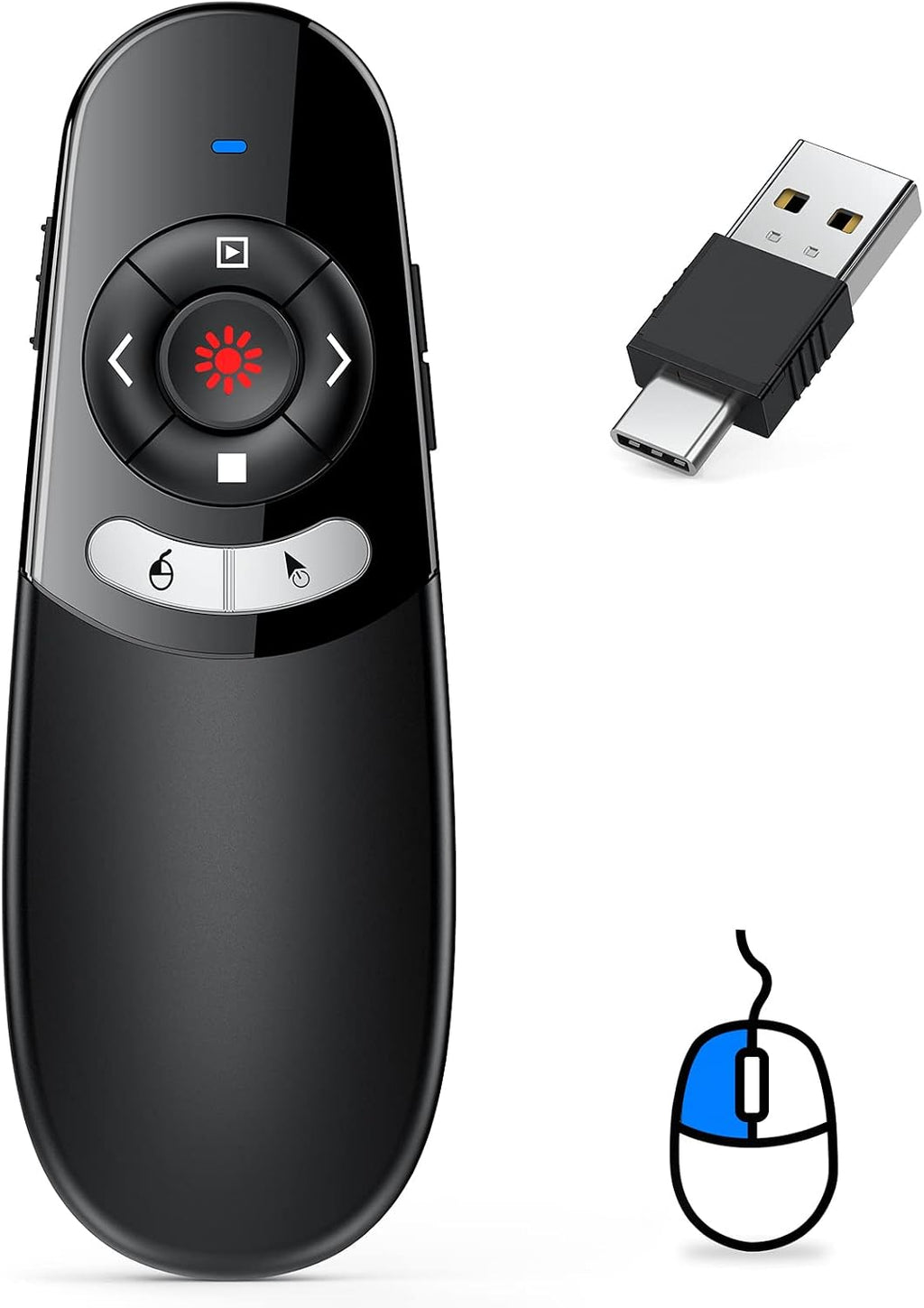 DINOSTRIKE 2 in 1 Type C and USB Presentation Clicker
