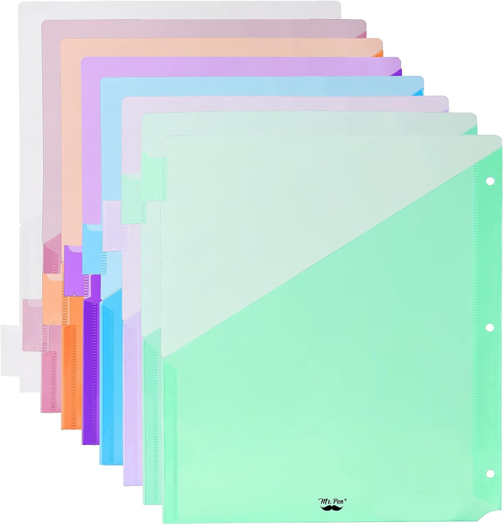 Mr. Pen- Binder Dividers with Pockets and Tabs, 8 Pack | Pocket Dividers for 3 Ring Binder with Tabs, Binder Dividers with Pockets, Dividers with Pockets, Binder Divider