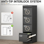 4 Drawer File Cabinet with Lock, High-Capacity Vertical Metal Filing Cabinet - Image 8