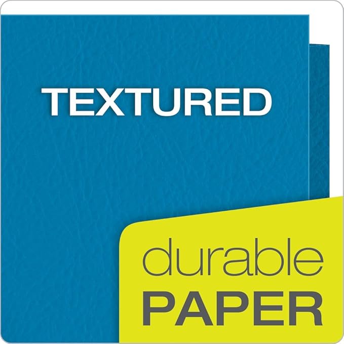 Oxford Twin-Pocket Folders, Textured Paper, Letter Size, Light Blue, Holds 100 - Image 4