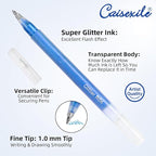 CAISEXILE 12 Blue Glitter Gel Pens Set, 1.0 mm Fine Point - Image 3
