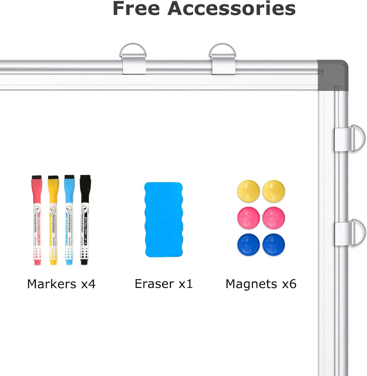 Magnetic Dry Erase White Board Cork Board Combo for Wall with Accessories