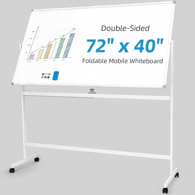 VOWNER Double-Sided Magnetic Whiteboard, Reversible Rolling White Board by VOWNER