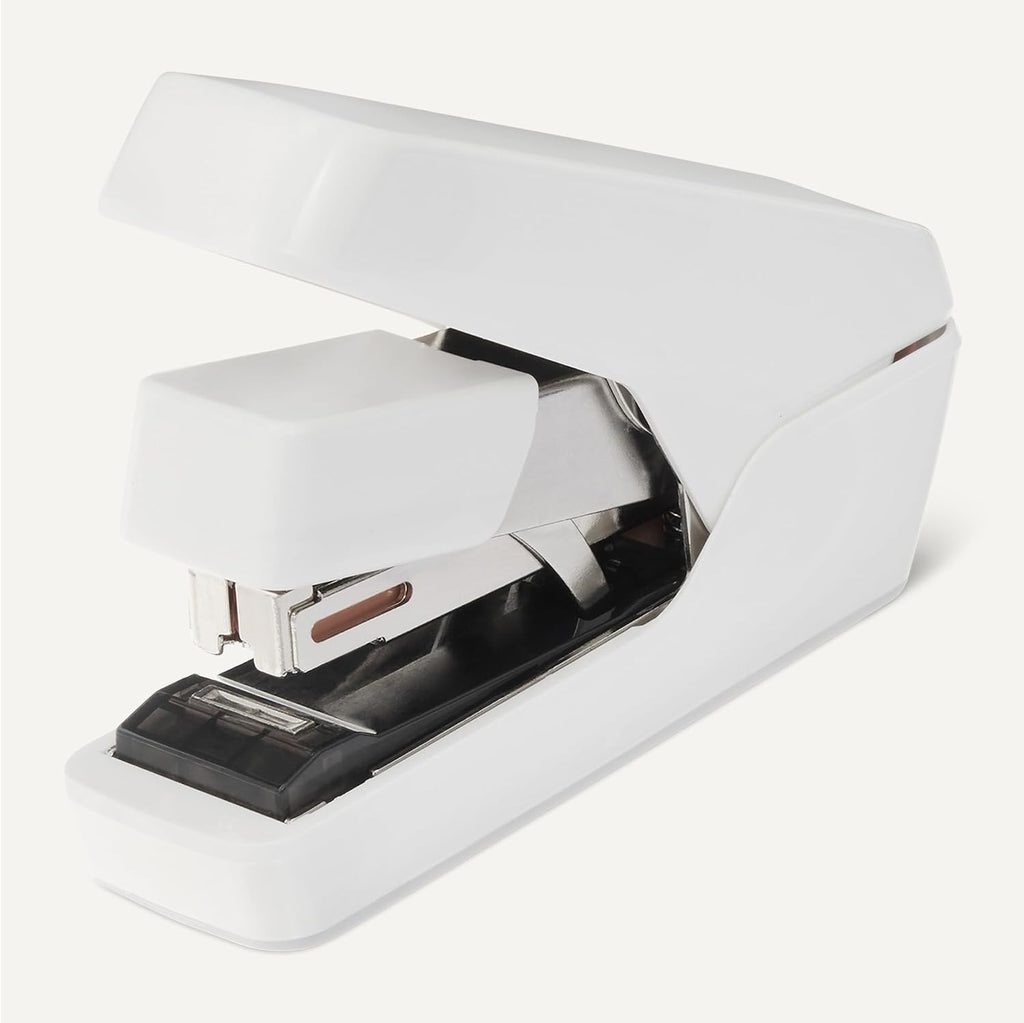 Amazon Basics Office Heavy Duty Stapler, Flat Clinch, Effortless, 40 Sheet Capacity, 1000 Staples, No Jam, for Classroom, Office or Desk Use, White