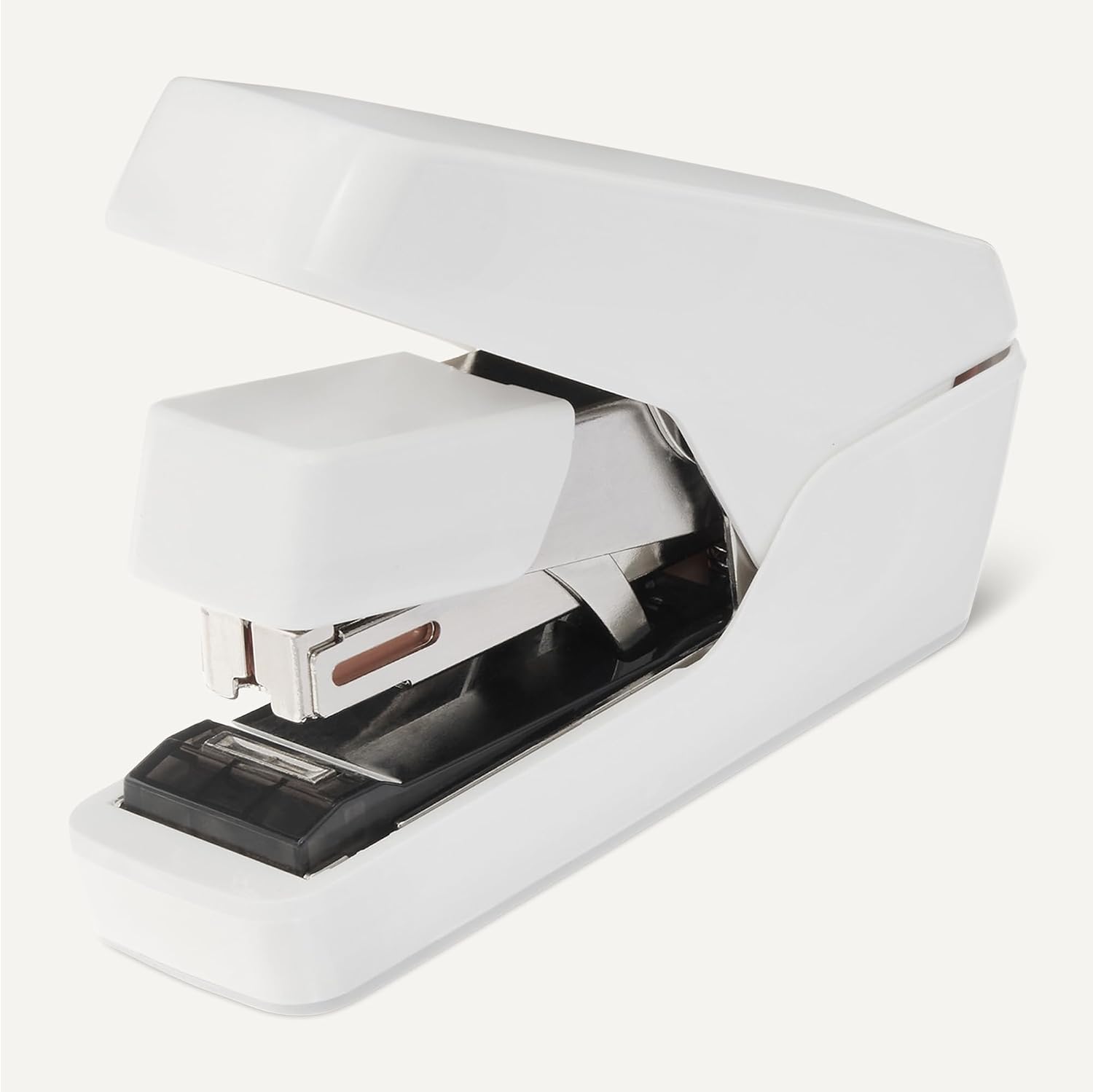 Amazon Basics Office Heavy Duty Stapler, Flat Clinch, Effortless, 40 Sheet Capacity, 1000 Staples, No Jam, for Classroom, Office or Desk Use, White