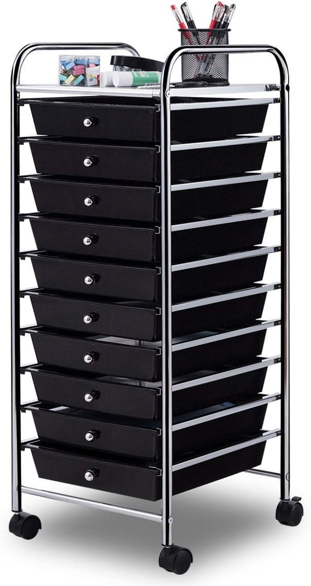 Giantex 10 Drawer Rolling Storage Cart Scrapbook Paper Office School Organizer by Giantex
