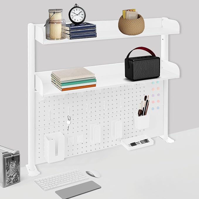 Dlinanta Clamp-On Pegboard Desk Organizer, 2-Tier Clamp On Desk Shelf - Image 2