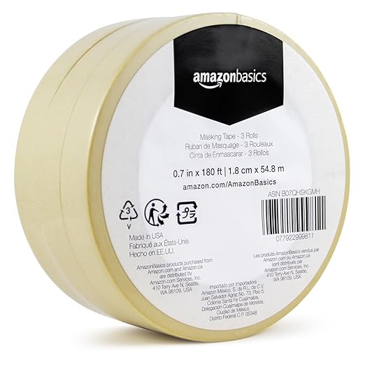Amazon Basics Masking Tape, 0.7 inch x 180 feet by AmazonBasics