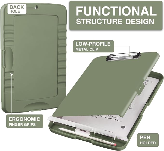Sooez Clipboard with Storage, High Capacity Nursing Clip Board 8.5 x 11 with - Image 2