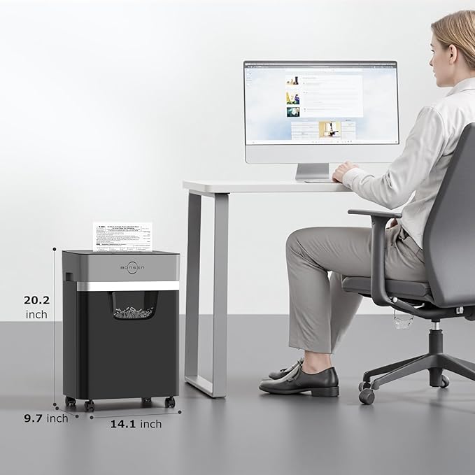 BONSEN 14-Sheet Paper Shredder for Home Office, Heavy Duty Cross Cut Shredder - Image 9