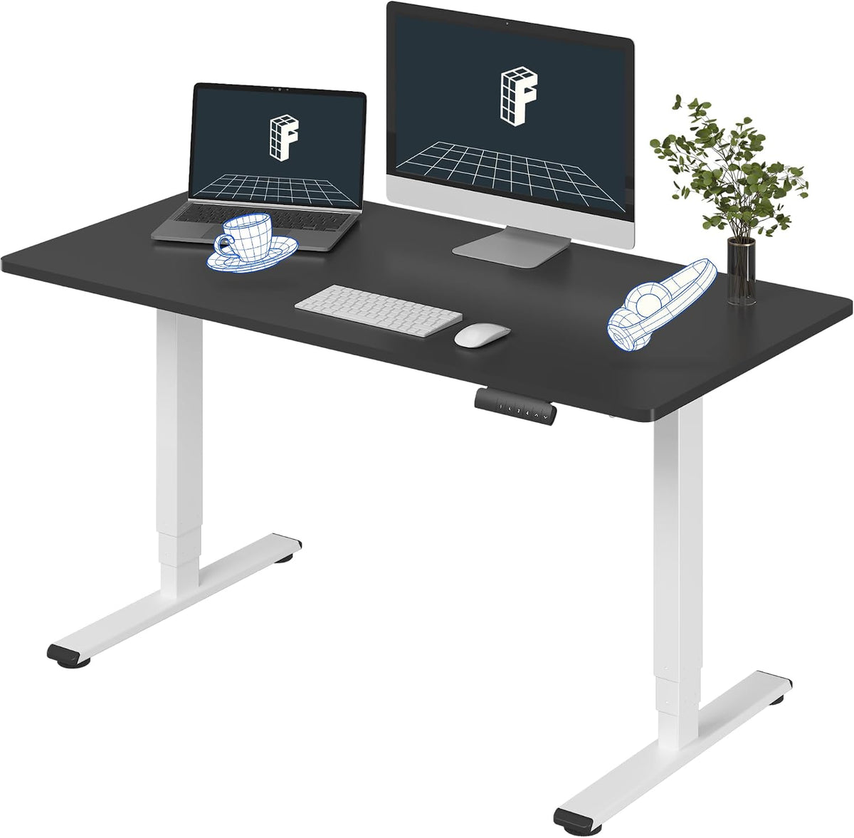 FLEXISPOT E6 3-Stage Dual Motor Electric Standing Desk 55 x 28 Sit Stand Up Desk