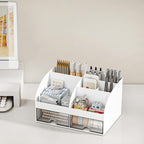 COMFYROOM Desk Organizer with 6 Compartments and 2 Drawers, Plastic Makeup - Image 4