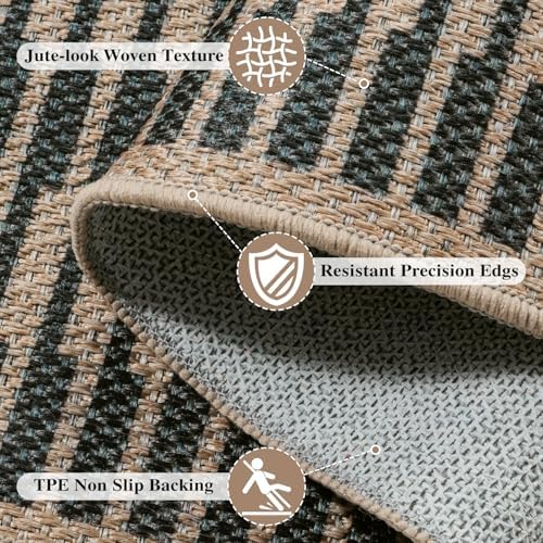 easy jute runners for hallways 2x6, washable striped showing dimensions