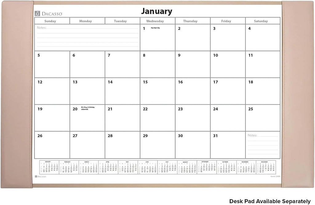 Dacasso Monthly Calendar Refill, 28.75" x 16.75", White (S2004 / S2004-O)