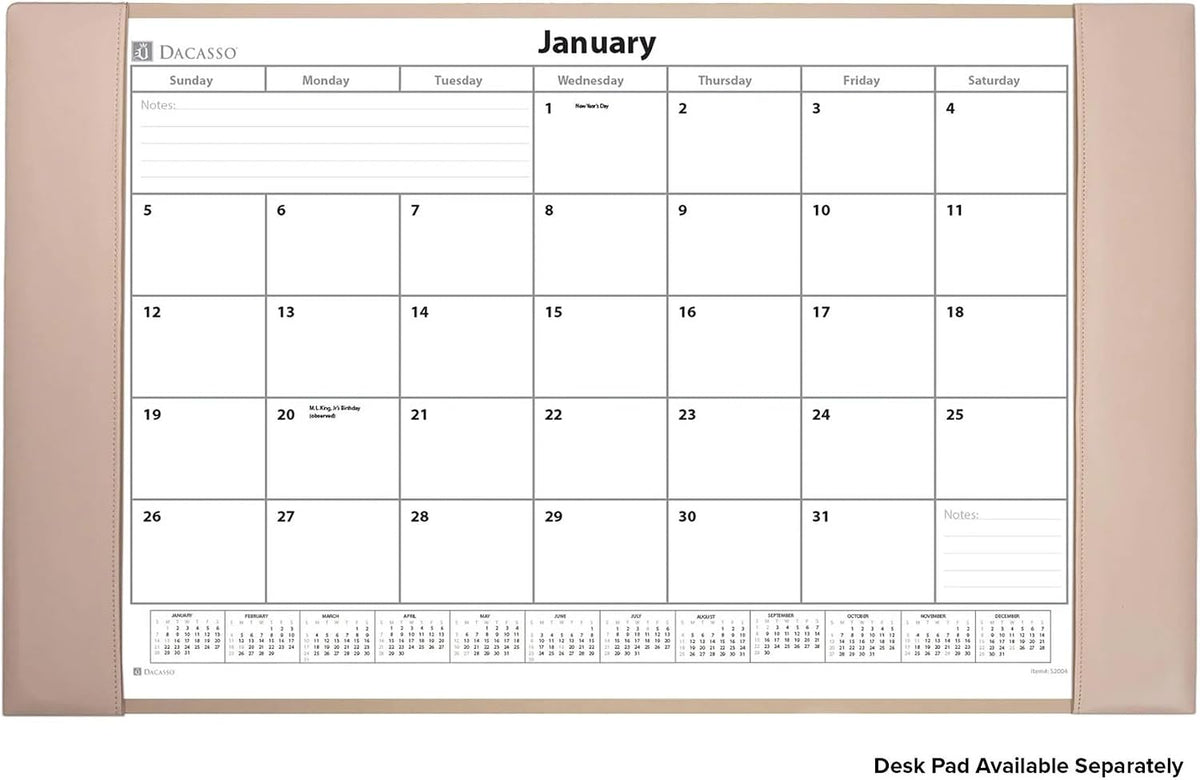 Dacasso Monthly Calendar Refill, 28.75" x 16.75", White (S2004 / S2004-O)