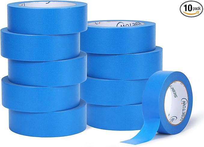 SEBETOW 10 Rolls Painters Tape 1.41 inch Bulk Painter Tape Blue Wide Roll by SEBETOW