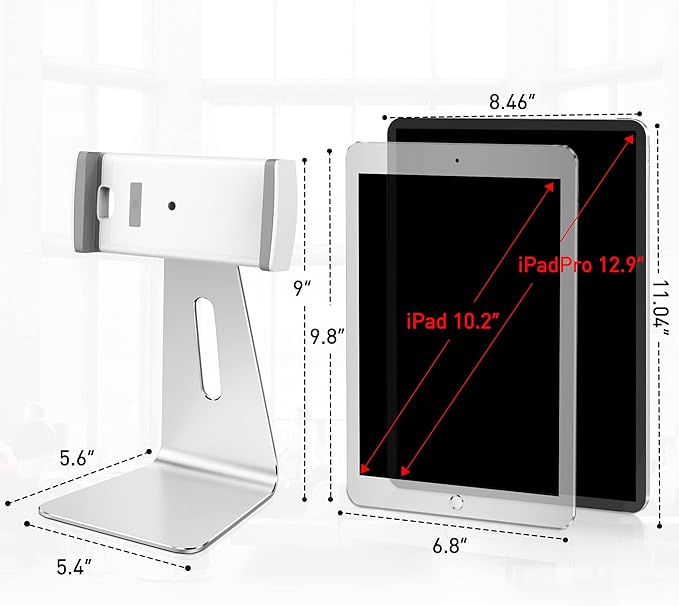 AboveTEK Elegant Tablet Stand, Aluminum iPad Stand Holder, Desktop Kiosk POS - Image 4