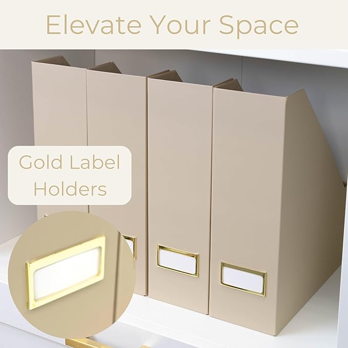 BLU MONACO | Set of 6 Foldable Taupe Magazine File Holders - Image 4