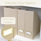BLU MONACO | Set of 6 Foldable Taupe Magazine File Holders - Image 4