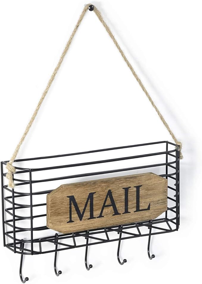 SRIWATANA Mail Organizer Wall Mount, Rustic Mail Holder Key Holder by SRIWATANA