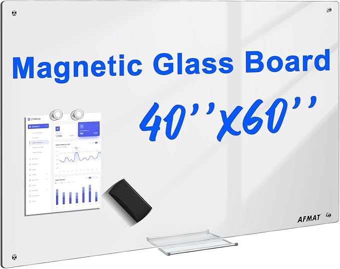 AFAMT Magnetic Dry Erase Board, 4mm Tempered Glass, Strong Magnetic Surface by AFMAT