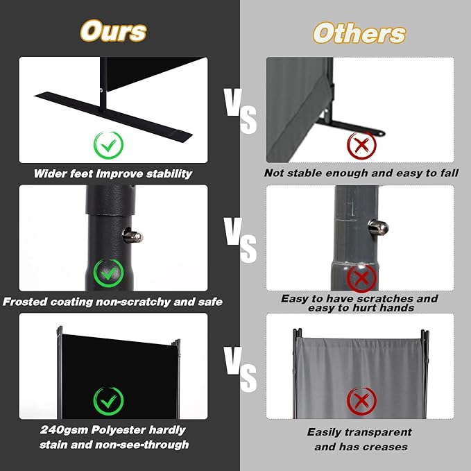 CHOSENM Room Divider, 4 Panel Folding Privacy Screens - Image 3