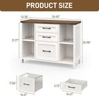 Vabches File Cabinet with 3 Drawers, Farmhouse Lateral File Cabinet Fits Files - Image 2