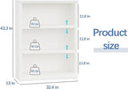 blini 3-Shelf Bookcase White Wooden Bookshelves 33in Wide Floor Standing - Image 3