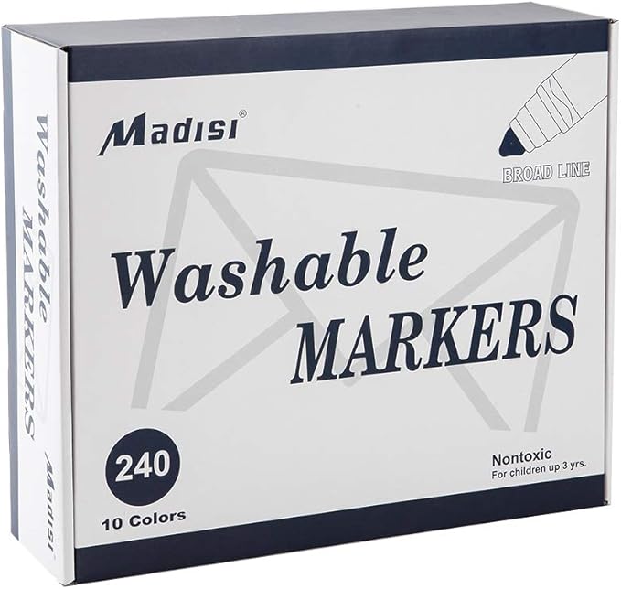 Madisi Washable Markers, Broad Line Markers, Classroom Bulk Pack - Image 7