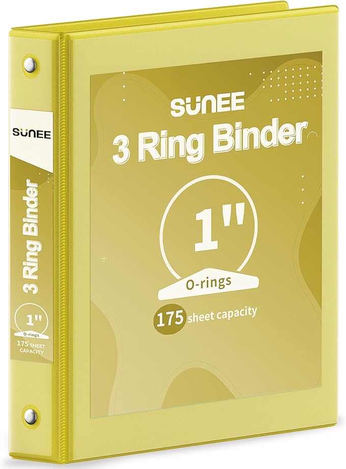 SUNEE 3 Ring Binder 1 Inch 1 Pack by SUNEE
