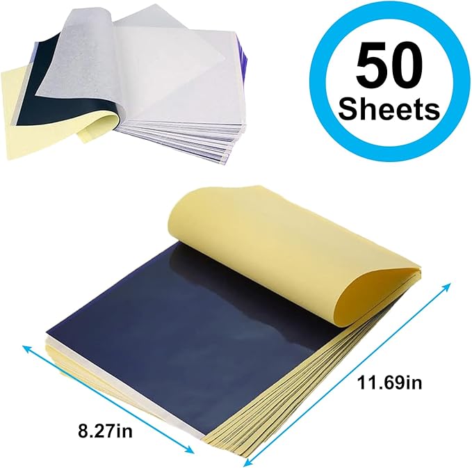 MIUXIA Tattoo Transfer Paper 50 Sheets Tattoo Stencil Paper A4 Size 4 Layers - Image 2