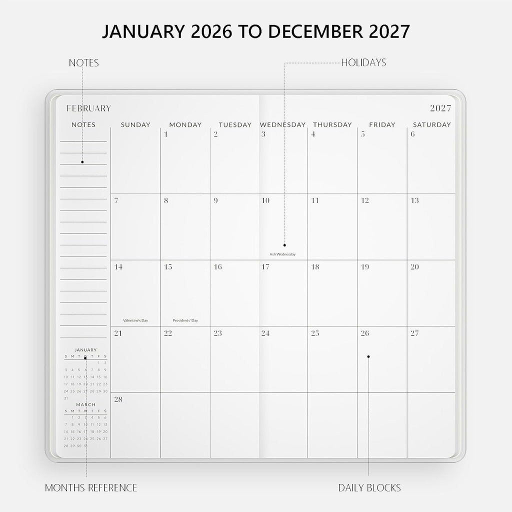 Jotsome Pocket Calendar 2026-2027, 3.5" x 6.4", Spring | 2 Year Monthly Planner from Now to December 2027, Small Pocket Planner with PVC Cover for Purse