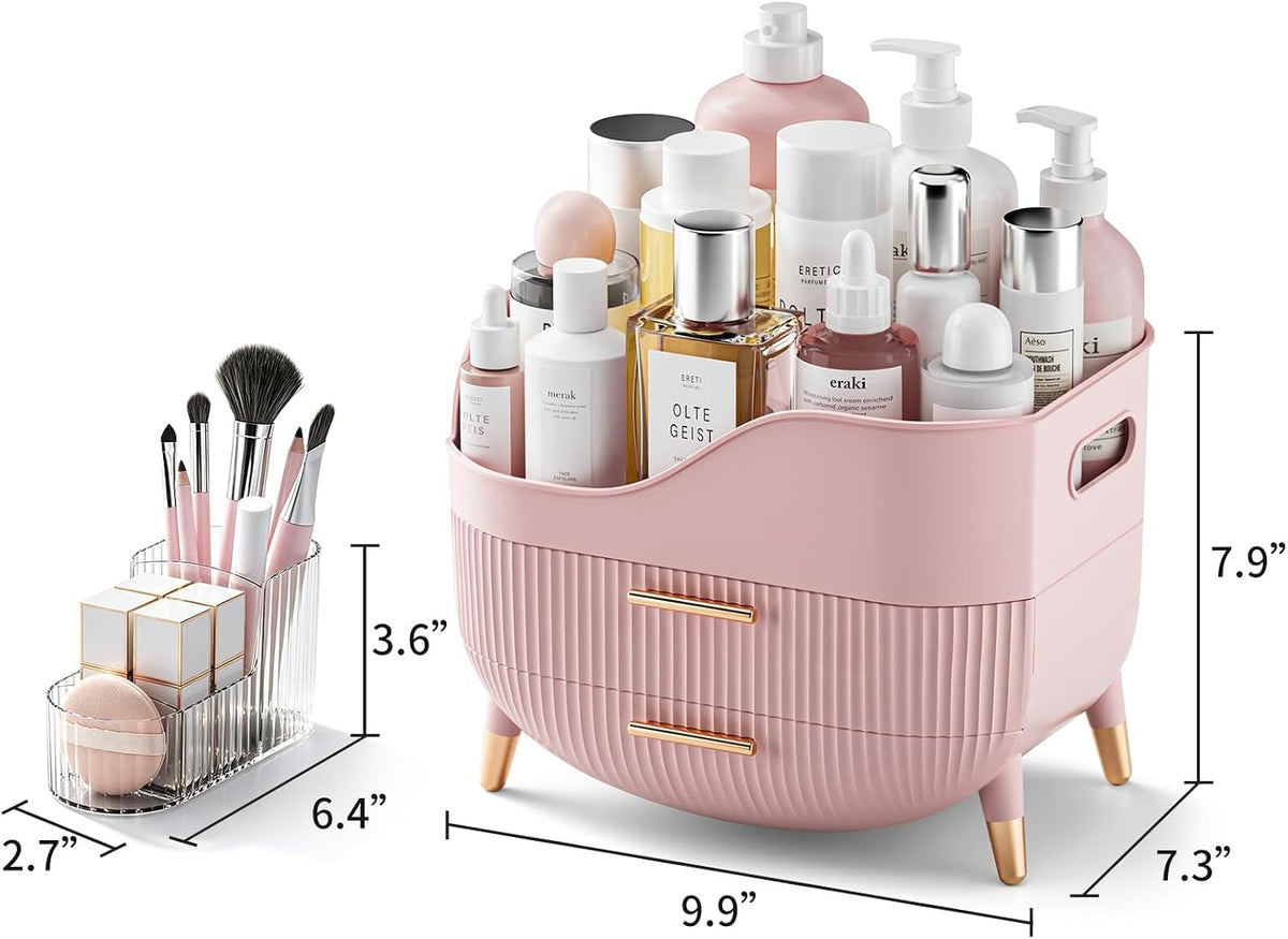 Pajiriona Makeup Organizer and Skincare Organizer with 2 Drawers and Handle