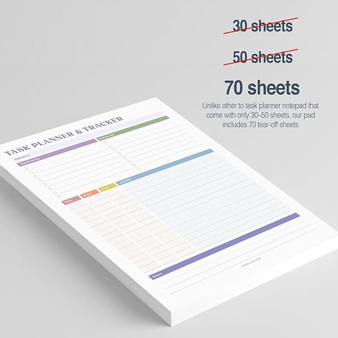 Task Planner & Tracker 8.5 x 11 Tear-Off 70 Sheet Planner Pad – Project - Image 3