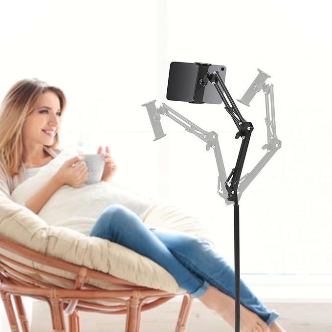 Fufiea Floor Stand for Tablet & Phone, Knob-Locking Stable Base for iPad - Image 2