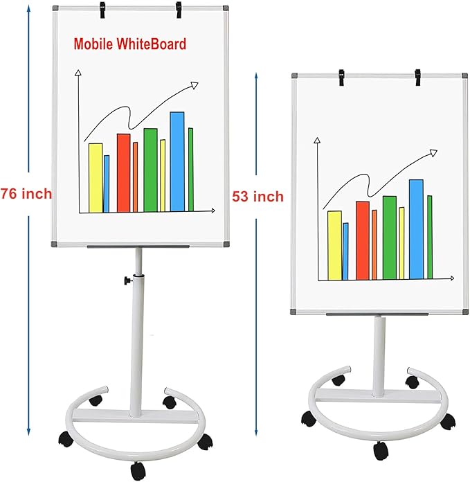 Mobile Easel Whiteboard 40x28 Inches – Adjustable Height Rolling Whiteboard on - Image 2