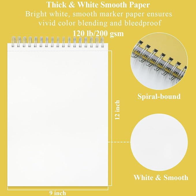 Marker Paper Sketchbook, 60 Sheets Marker Sketchbook Bleedproof, Professional - Image 2
