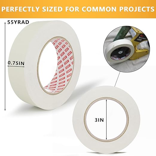 SWRT Masking Tape 0.75 inch x 55 Yards x 10 Rolls, Adhesive Painting Tape Bulk - Image 2