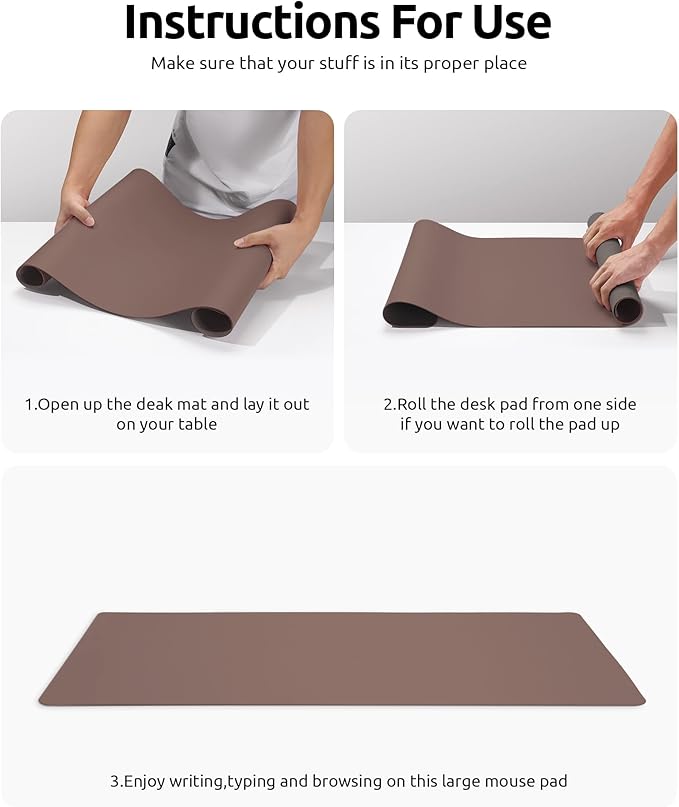 YSAGi Leather Desk Protector, Office Mat, Large Mouse Mat, Non-Slip PU Leather - Image 9