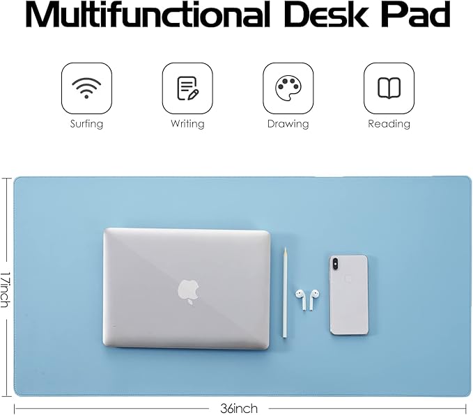 Wolaile Faux Leather Desk Pad Blotter, Waterproof Non-Slip Writing Desk Mat - Image 9