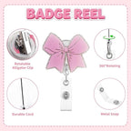 2Pcs Pink Bow Badge Reel Retractable Cute Badge Reels - Image 4