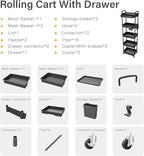 Sorgion 5 Tier Rolling Cart Organizer, Bathroom Cart Organizers - Image 7