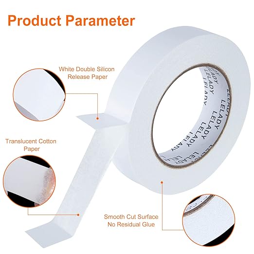 LELADY Double Sided Tape 1 Inch x 40 Yards- 2 Rolls Double-Sided Adhesive - Image 3
