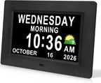 ssini digital calendar dementia alarm clock with day, main product view
