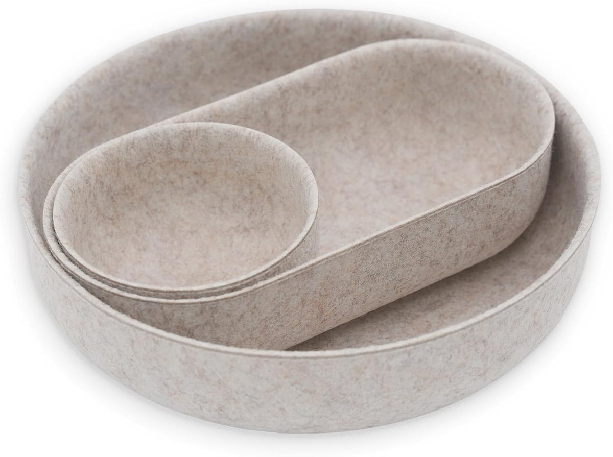Welaxy EDC Cathall Desk Organizer tray Oatmeal felt bowl nightstand Caddy