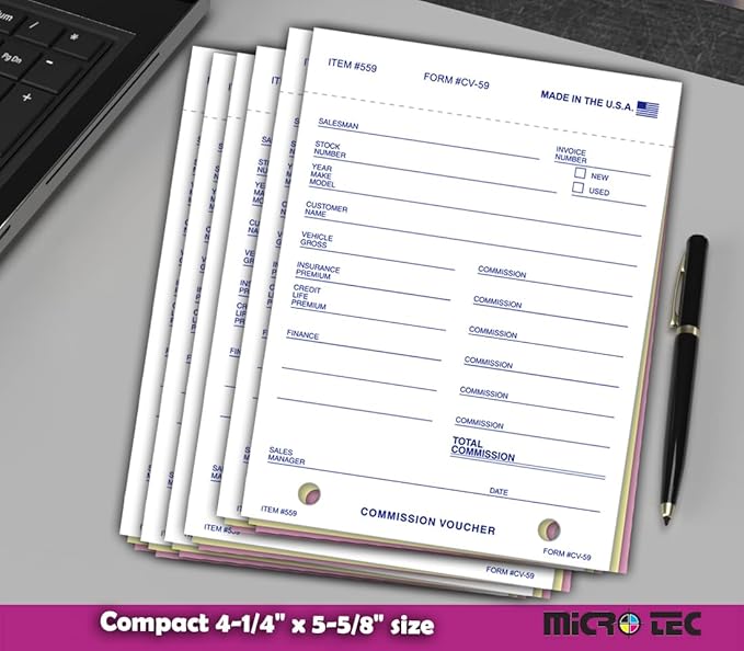 Commission Voucher Book CV-59-3 Part Carbonless Forms, Triplicate NCR Receipt - Image 9
