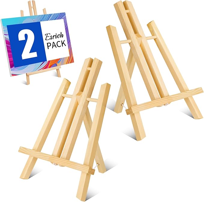 ESRICH 2 Pack 11.8" Wood Easels, Tabletop Easel by ESRICH