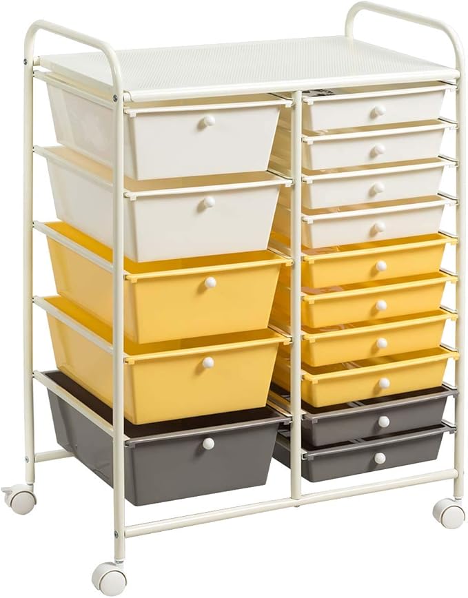 Giantex 15-Drawer Organizer Cart Office School Storage Cart Rolling Drawer Cart by Giantex