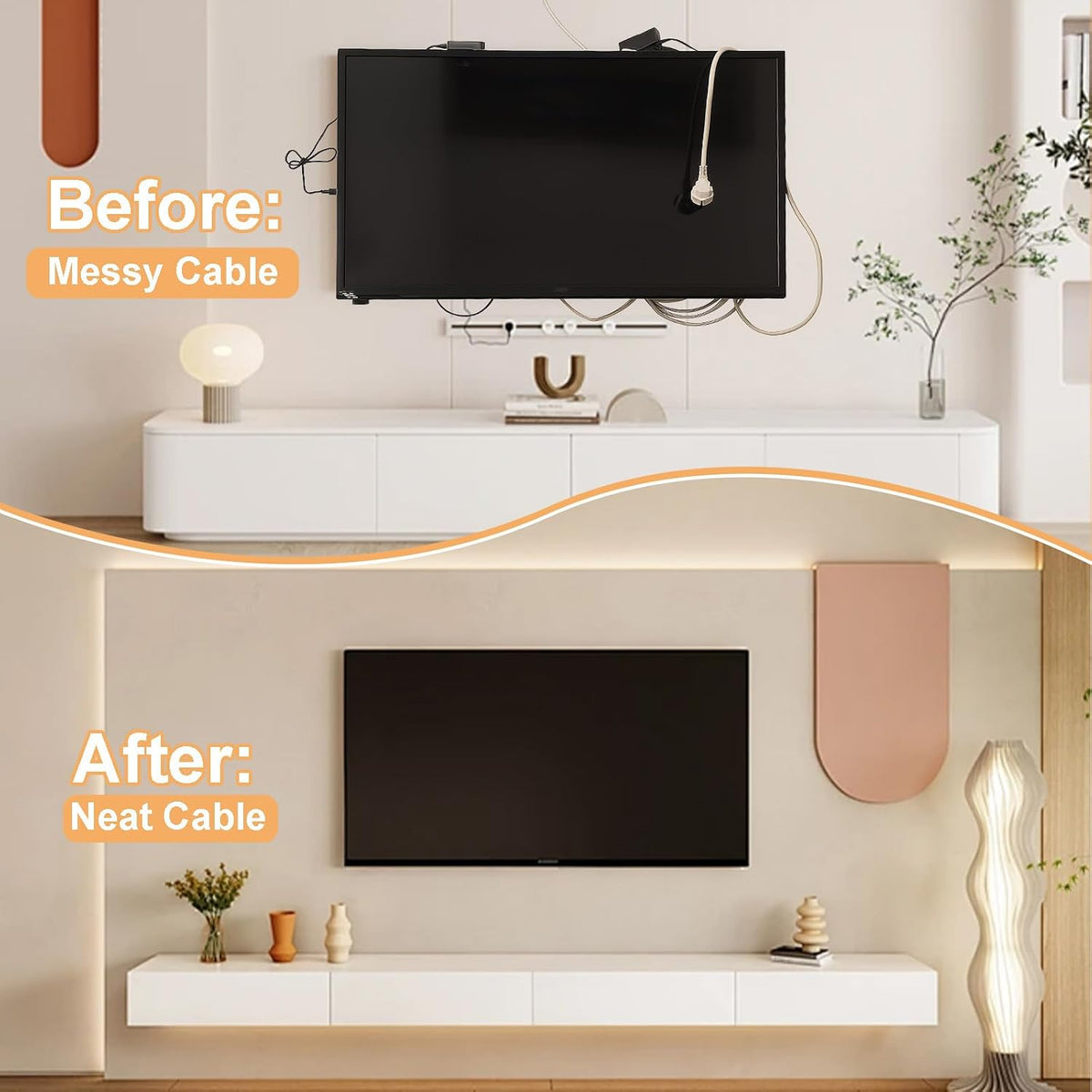 in-Wall TV Cable Management Kit with Recessed Dual AC Outlet, 9FT Extension C...